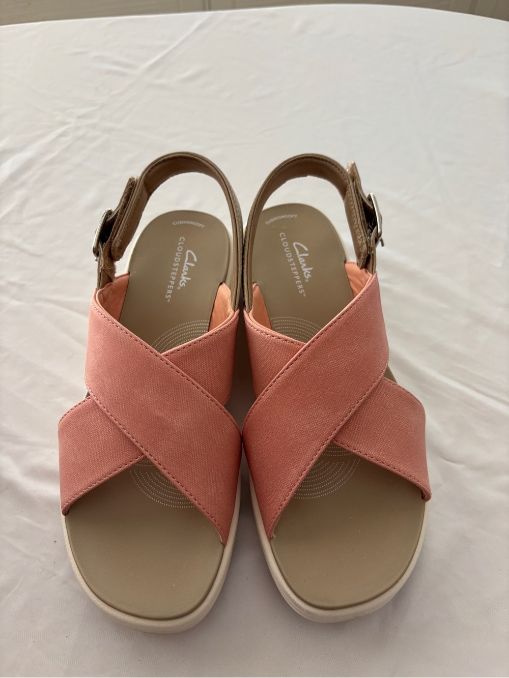 Clarks Cloudsteppers Peach Backstrap Sandals Women’s 7.5 Summer Spring